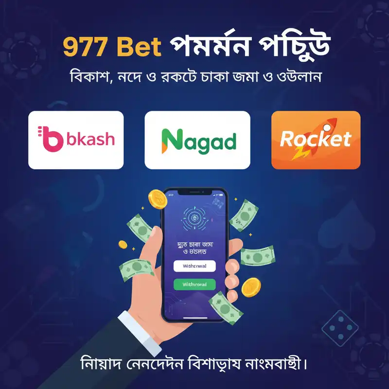 977 Bet পেমেন্ট পদ্ধতি - বিকাশ, নগদ ও রকেট